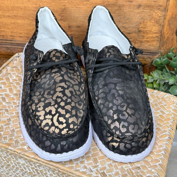 NEW Metallic Gold & Black Leopard Slip-On Shoes – EU 40 (Women’s 9) - Picture 3 of 8